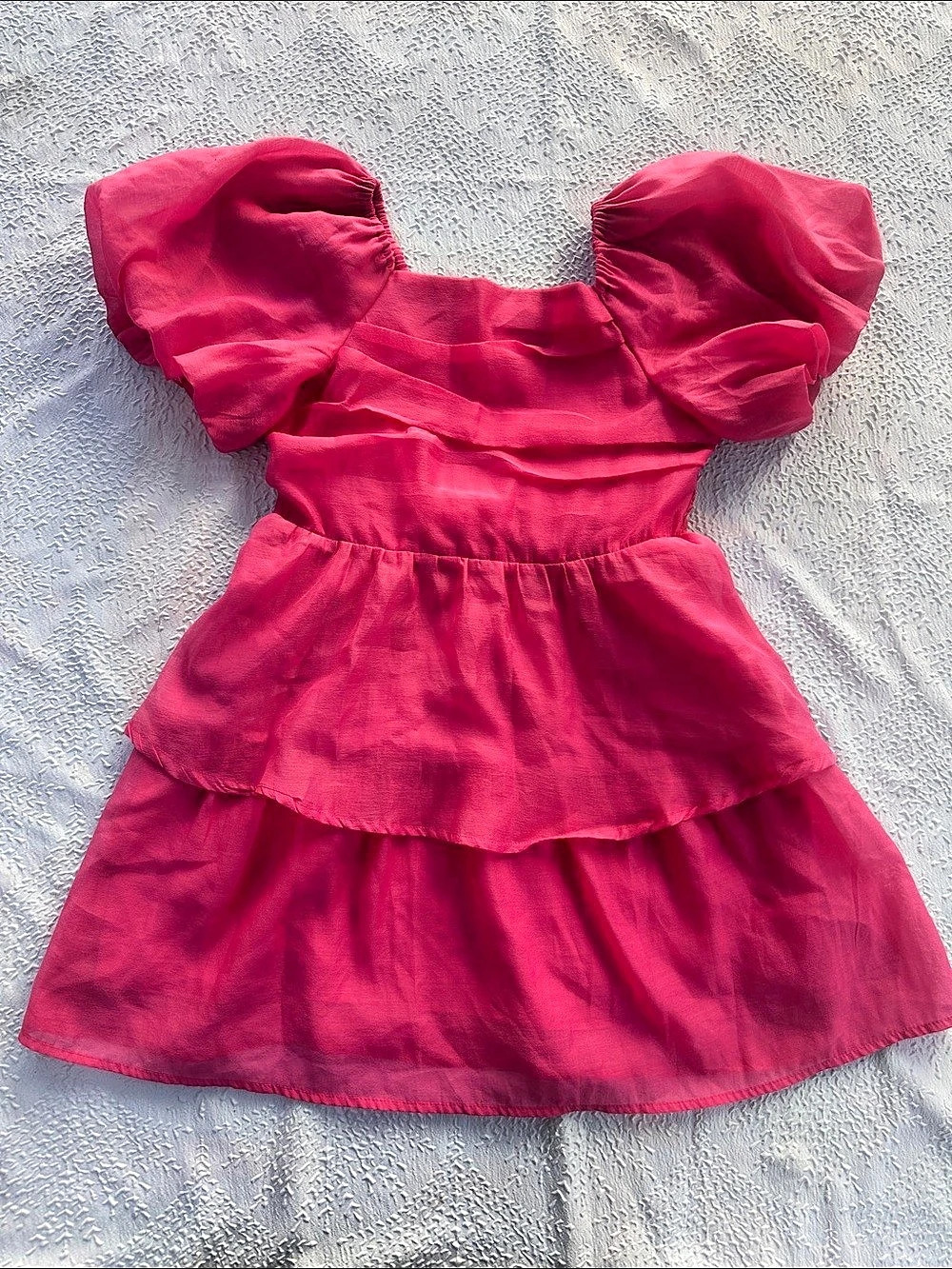 Cat & Jack Pink Puff Sleeve Dress Girls Like New